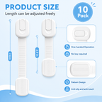 10-Pack Baby Proof Cabinet Locks with Adhesive Straps