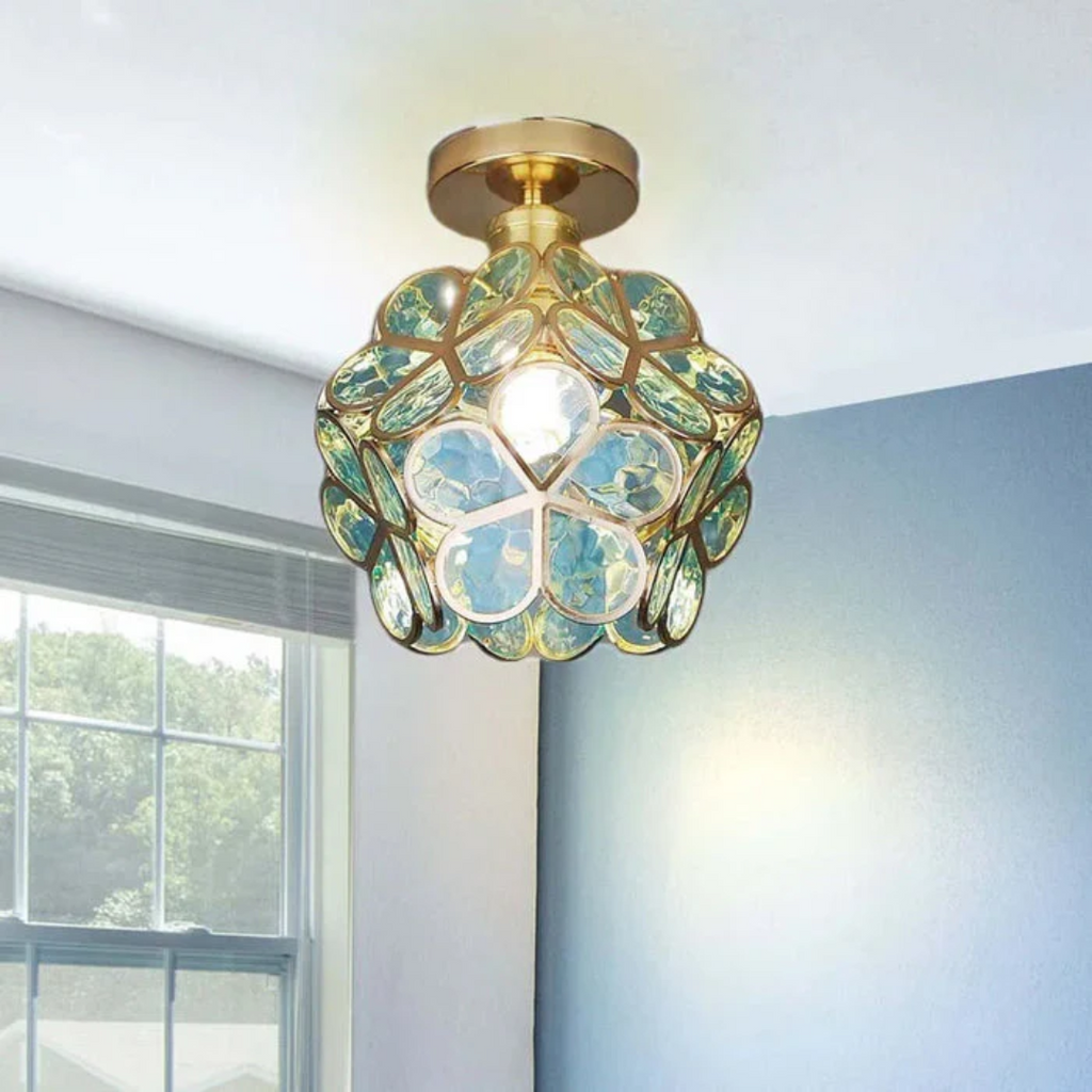 Flush Mount Ceiling Light Glass Floral Modern Fixture - Image 6