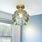 Flush Mount Ceiling Light Glass Floral Modern Fixture - Image 6