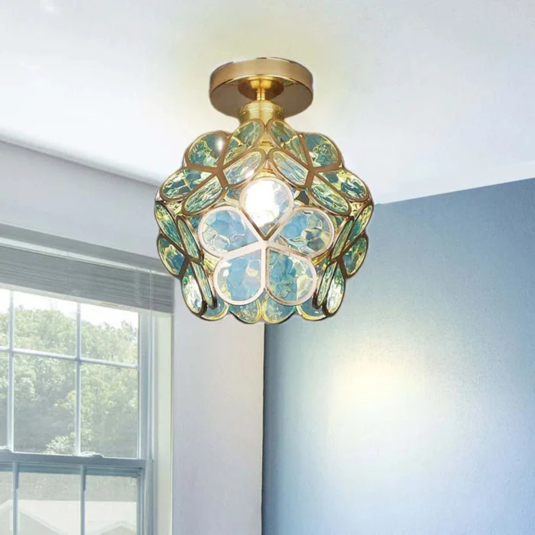 Flush Mount Ceiling Light Glass Floral Modern Fixture - Image 6