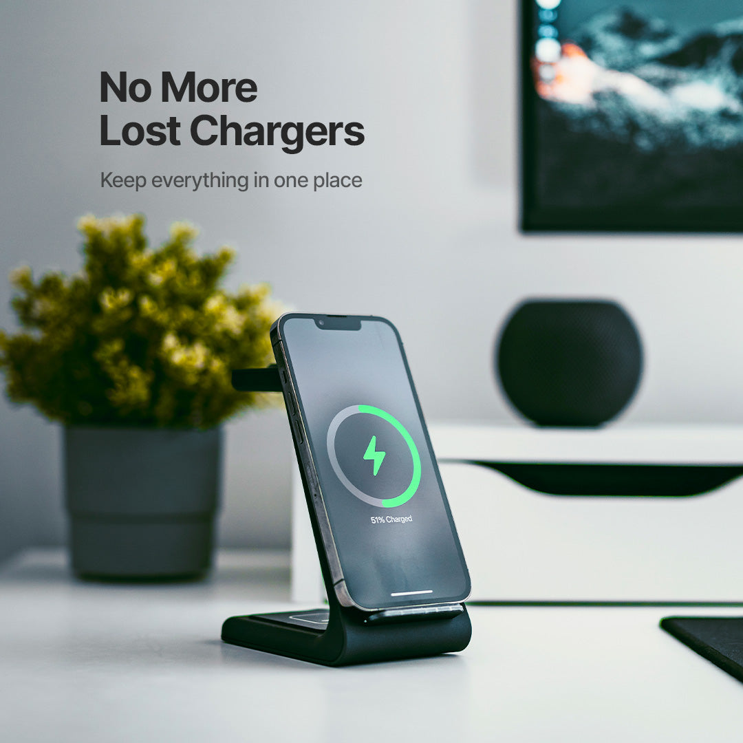 3‑in‑1 Wireless Charging Station for Phone, Watch & Earbuds