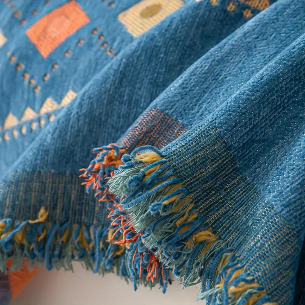 Boho Couch Cover Non‑Slip Design with Tassels