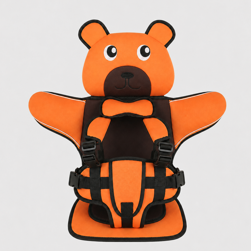 Adjustable Child Travel Booster Seat with Bear Design