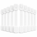10-Pack Baby Proof Cabinet Locks with Adhesive Straps