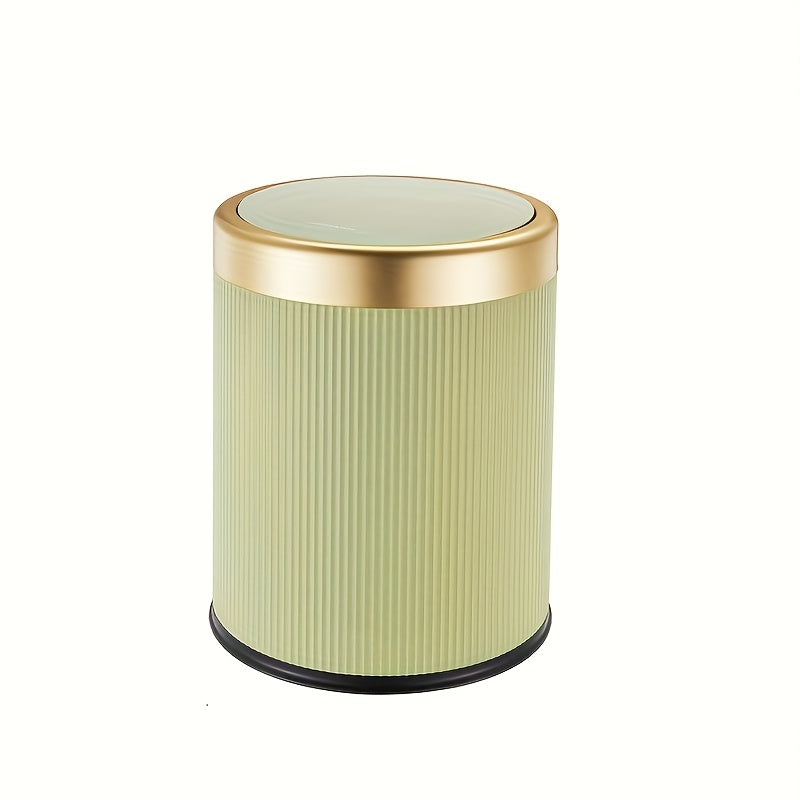 Luxury Bathroom Trash Can Oval Press Top Waste Bin Gold Lid - Image 7