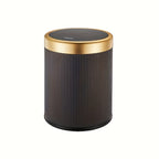 Luxury Bathroom Trash Can Oval Press Top Waste Bin Gold Lid - Image 8