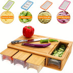 Cutting Board Trays Bamboo Kitchen Prep Station Storage Graters