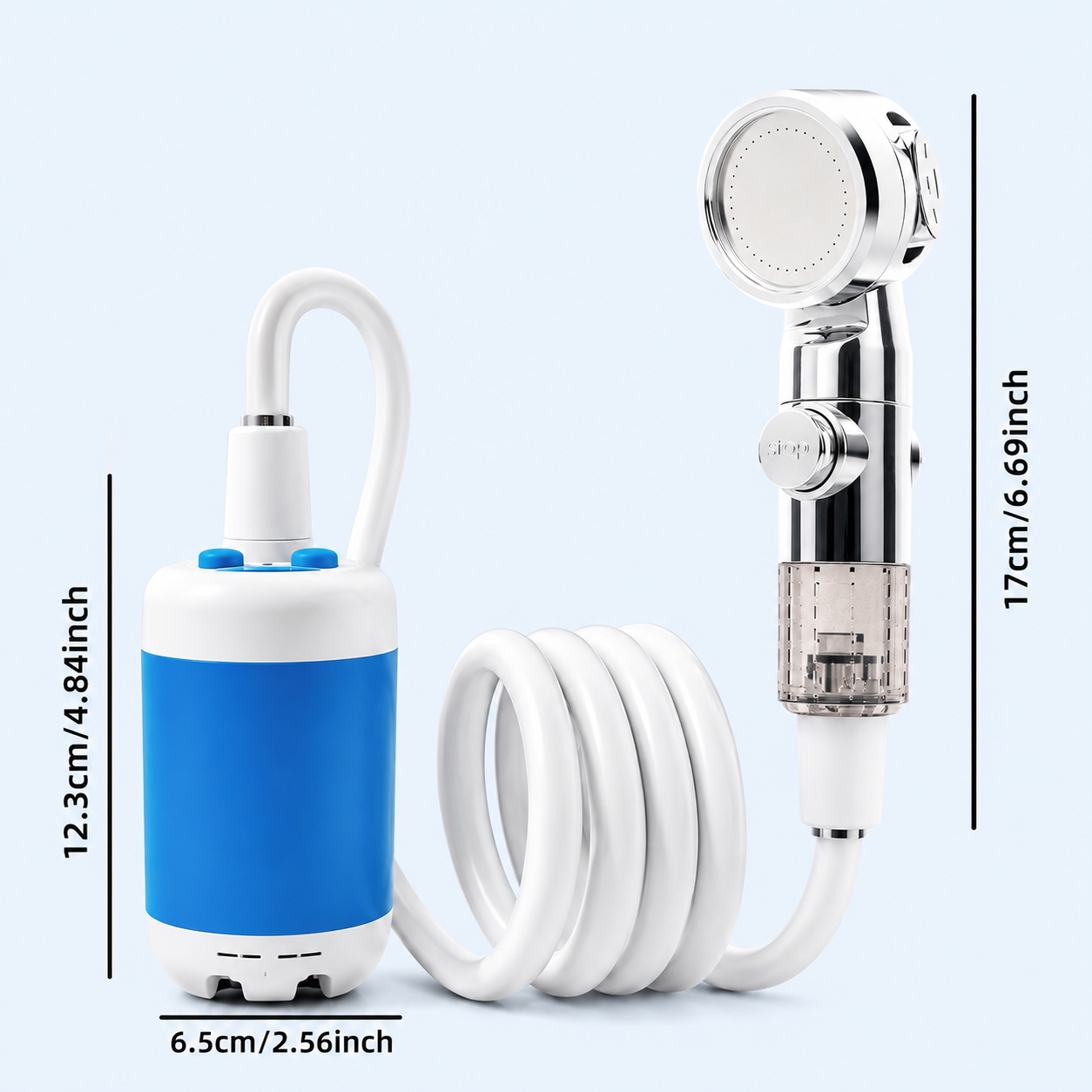 Compact USB Rechargeable Outdoor Shower Head Pump Kit