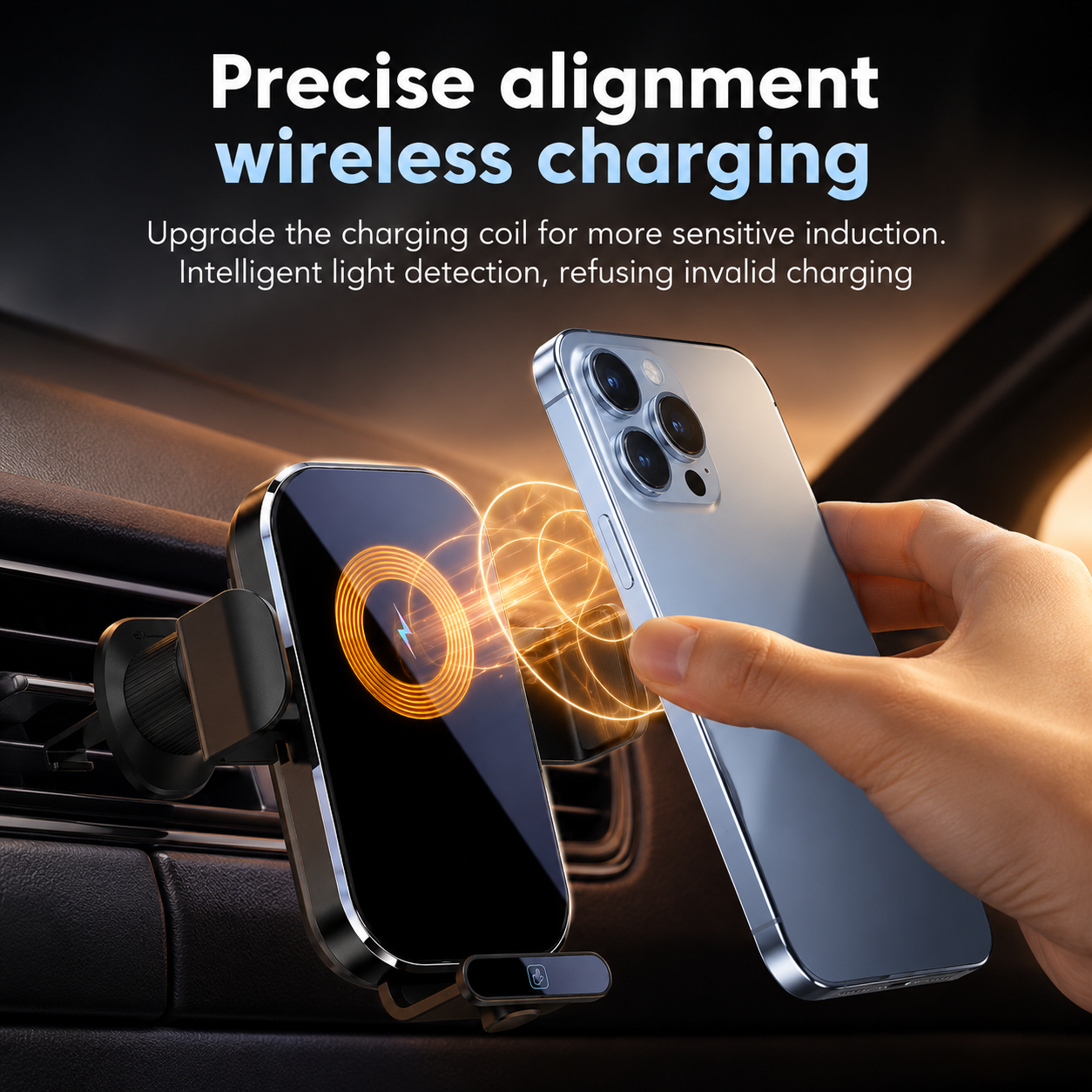 15W Wireless Car Charger Mount with Auto Clamp
