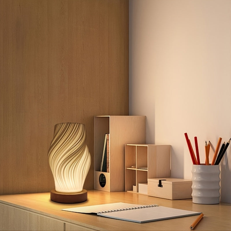 Tasela - Wooden USB Table Lamp with Adjustable Brightness - Image 6