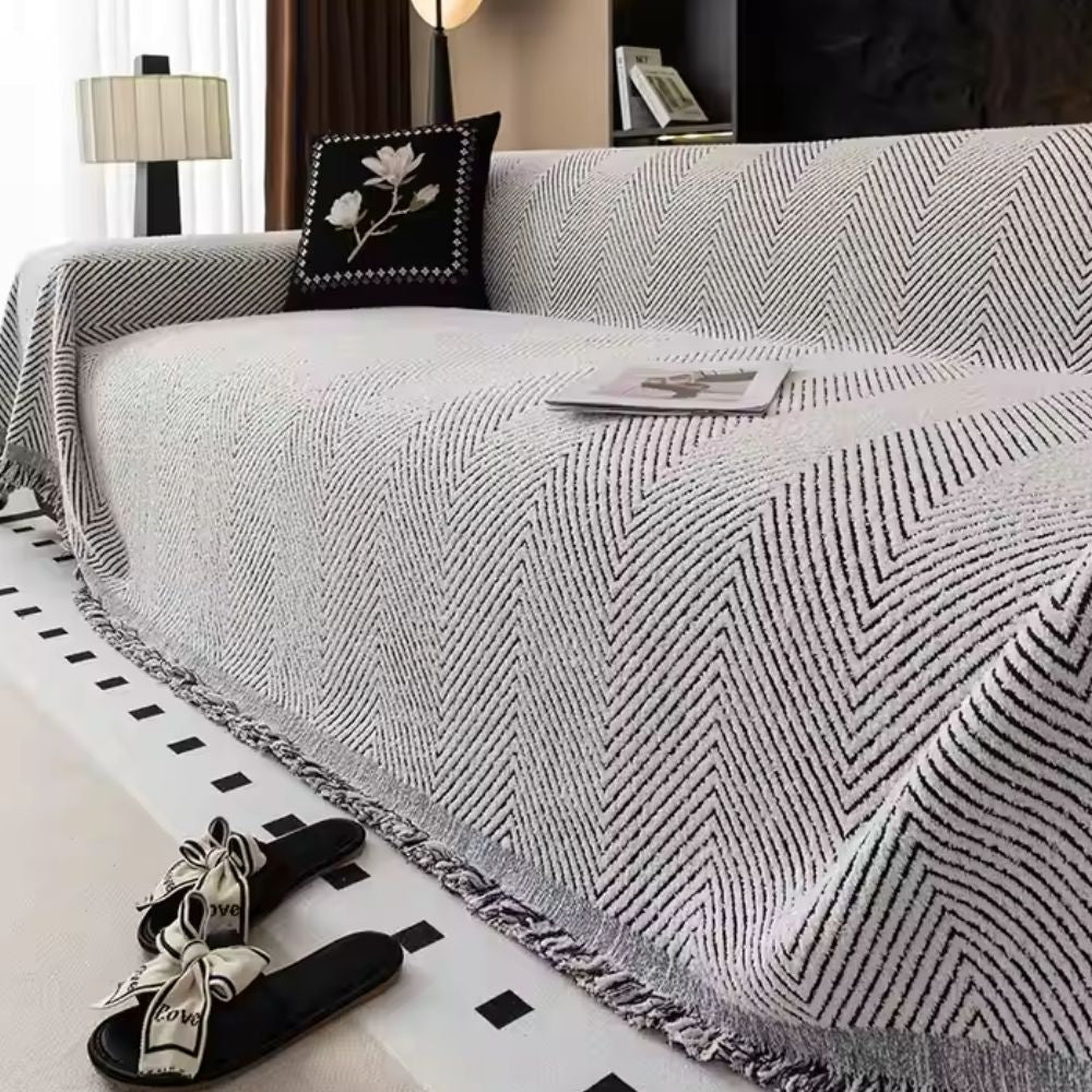 Elegant Herringbone Couch Cover Easy‑Care Furniture Shield
