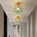 Flush Mount Ceiling Light Glass Floral Modern Fixture - Image 5