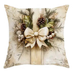 Golden Velvet Christmas Cushion Cover Festive Santa & Deer Design