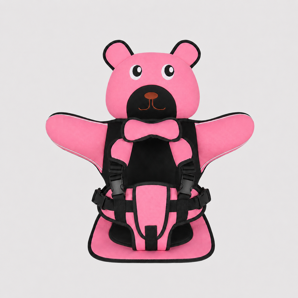 Adjustable Child Travel Booster Seat with Bear Design