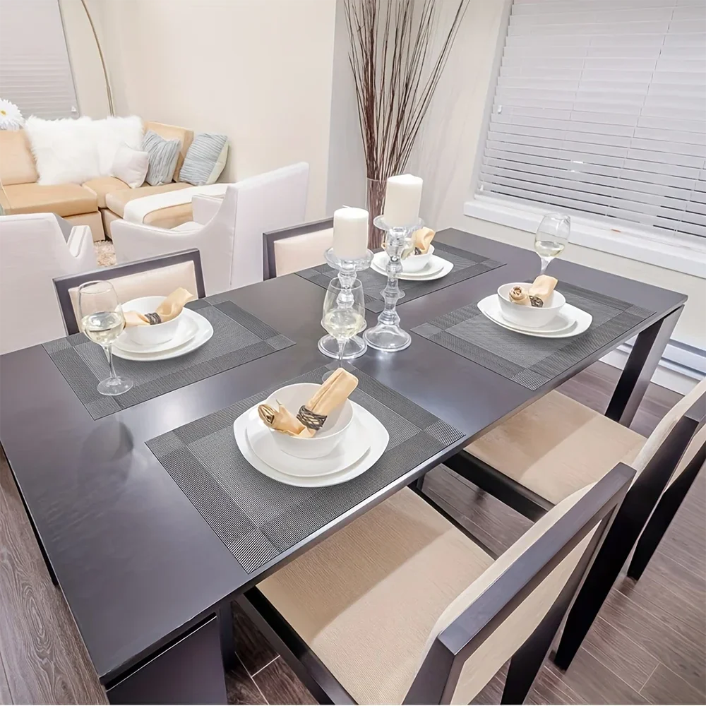 Heat Resistant Placemats Washable Non Slip PVC Dining Table Mats - Image 3