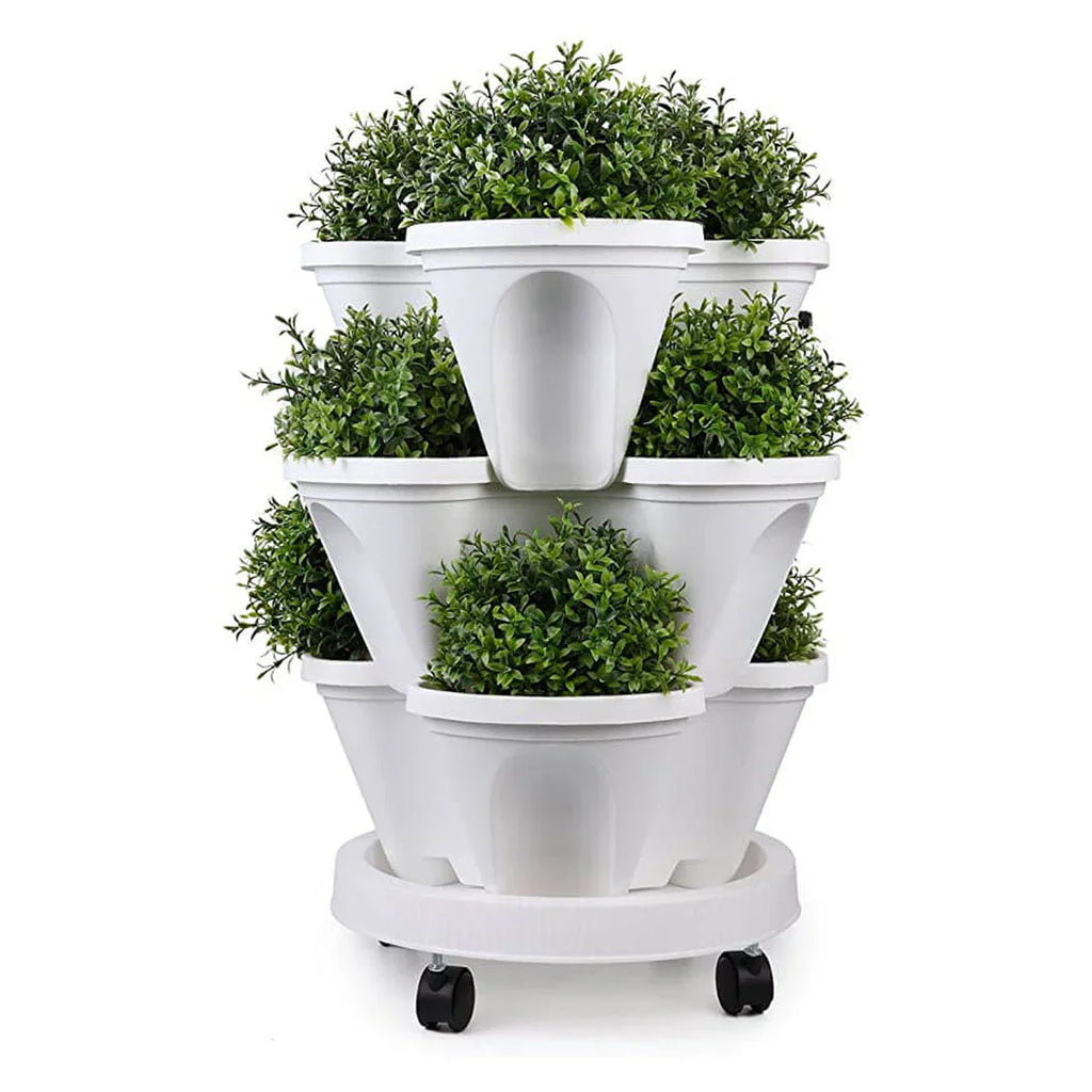 Vertical Stackable Plant Pots with Wheels