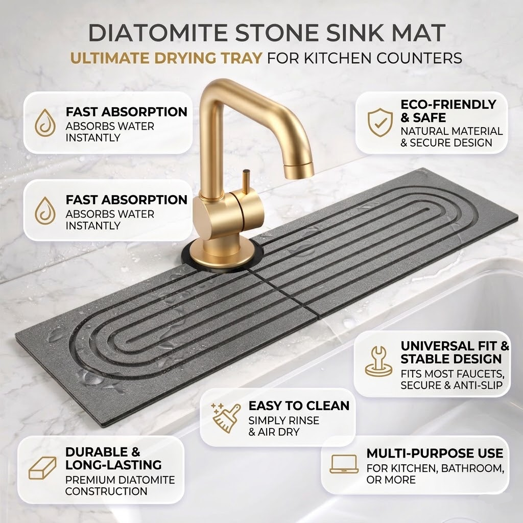 Diatomite Stone Faucet Mat Fast Drying - Image 3