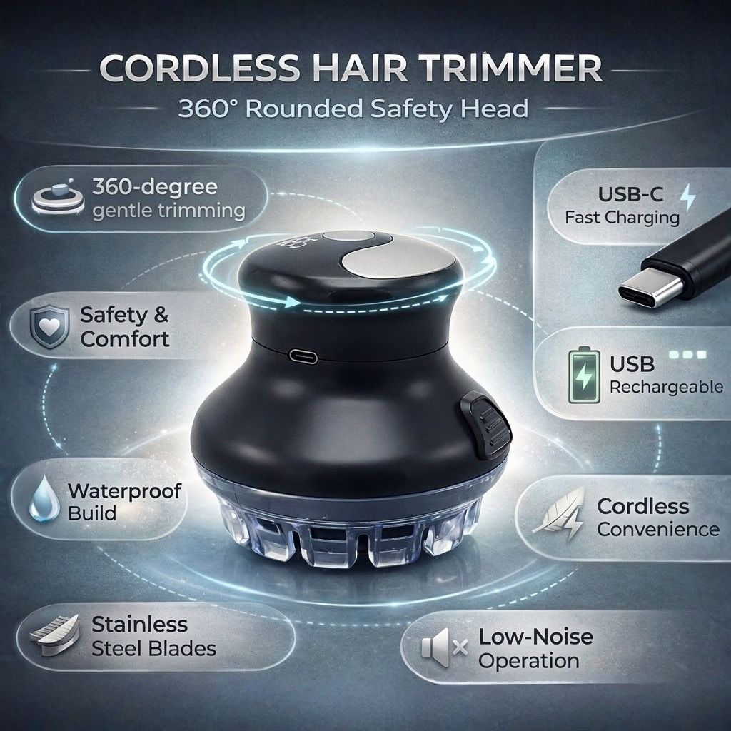 Cordless Hair Clipper Rechargeable Low Noise Rounded Head Trimmer Men - Image 3