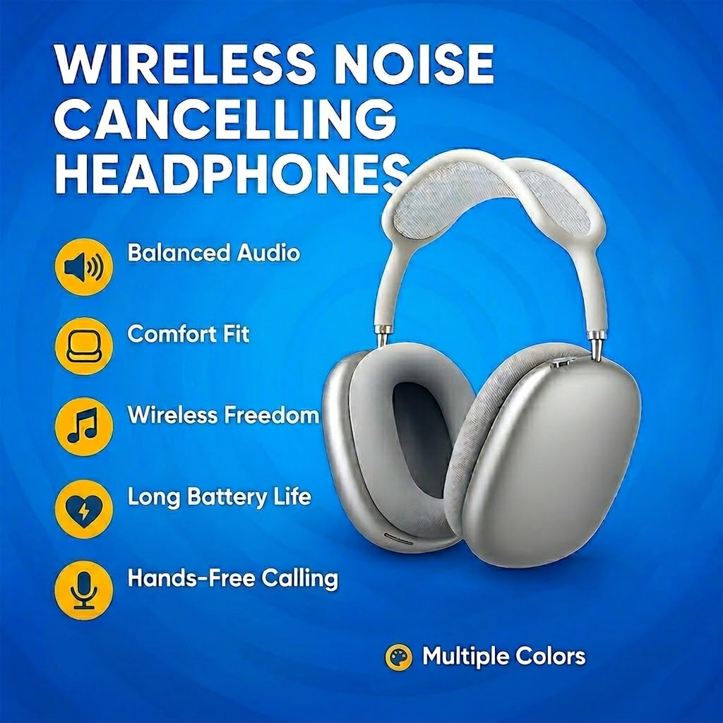 Wireless Over Ear Headphones Noise Cancelling Bluetooth Built-in Mic - Image 4