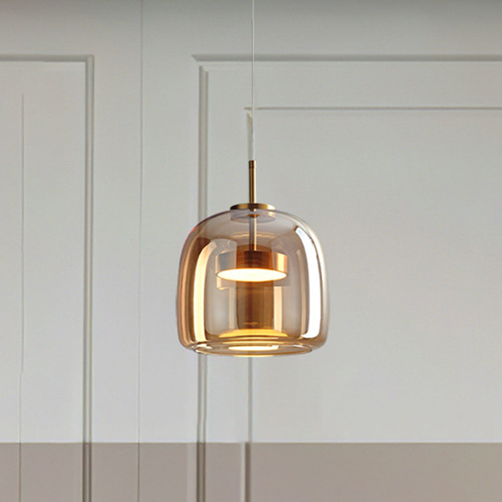 Pendant Light Vintage Amber Glass Effect Ceiling Lamp