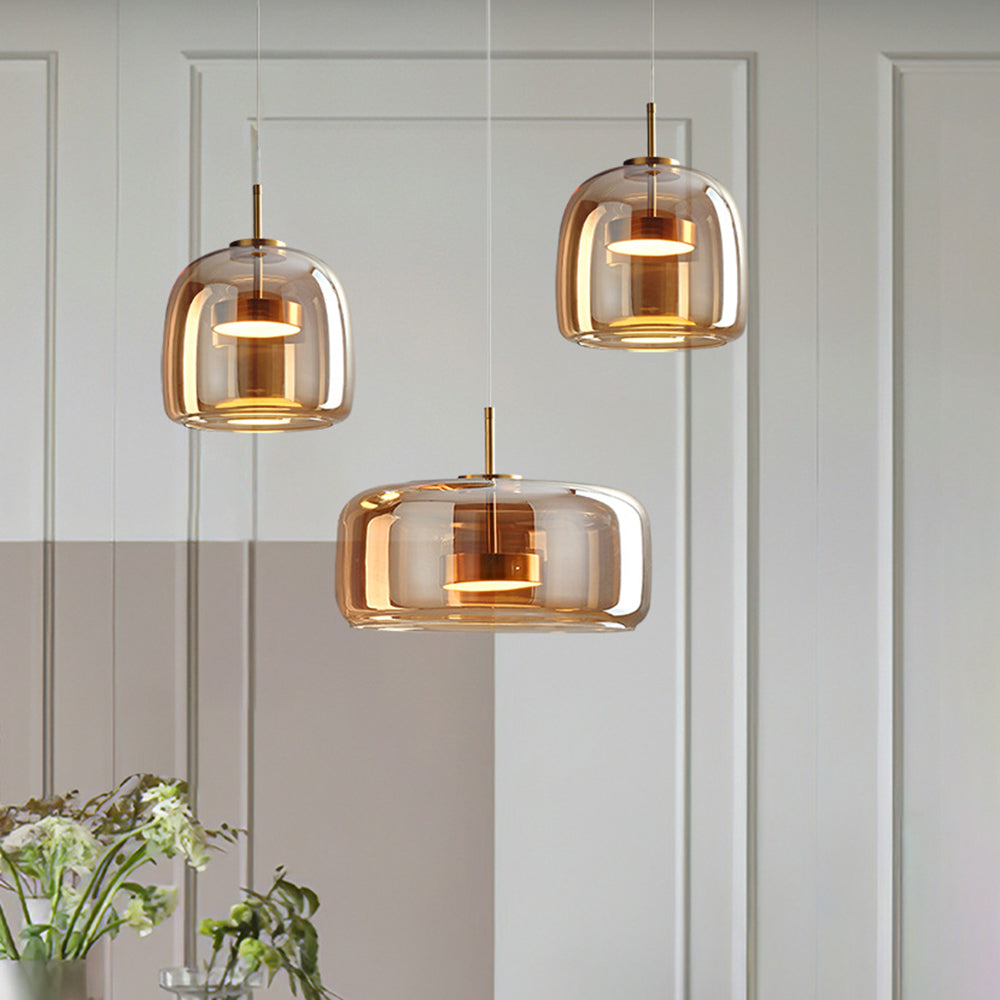 Pendant Light Vintage Amber Glass Effect Ceiling Lamp