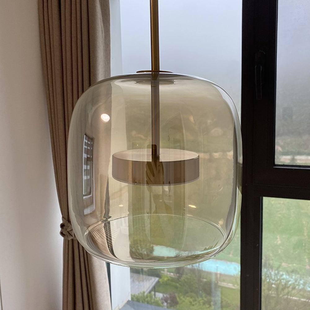 Pendant Light Vintage Amber Glass Effect Ceiling Lamp