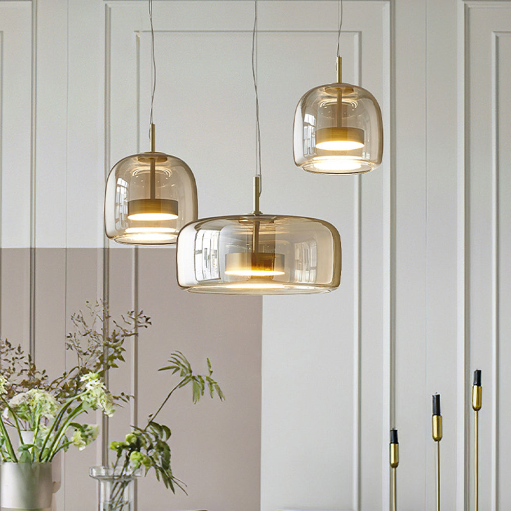Pendant Light Vintage Amber Glass Effect Ceiling Lamp