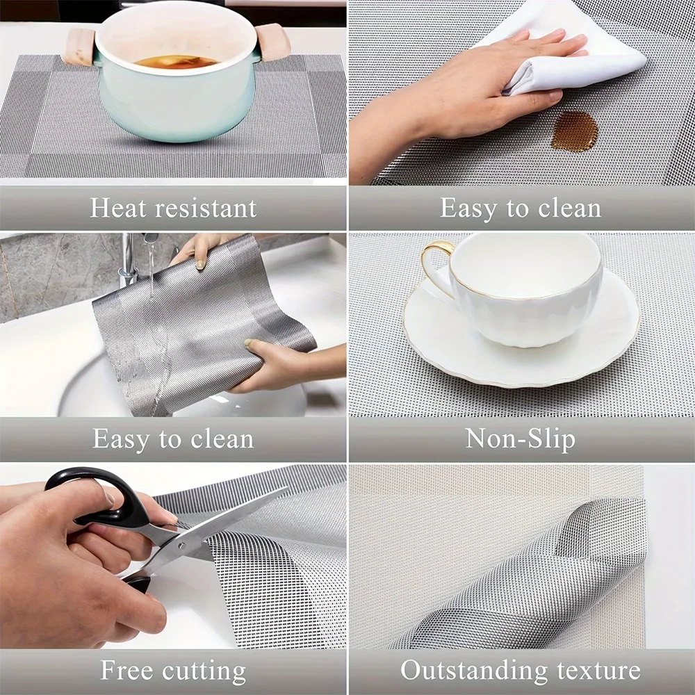 Heat Resistant Placemats Washable Non Slip PVC Dining Table Mats - Image 4