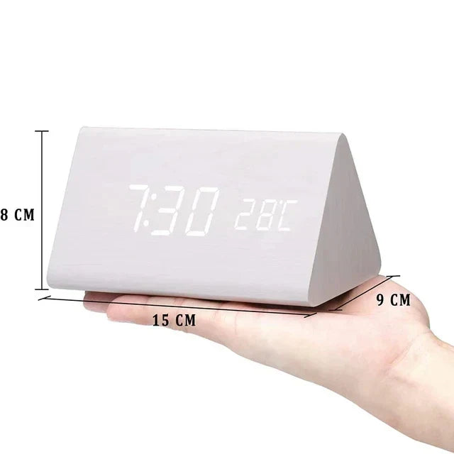 LED Smart Alarm Clock | Modern Voice-Controlled Wooden Design - Image 6