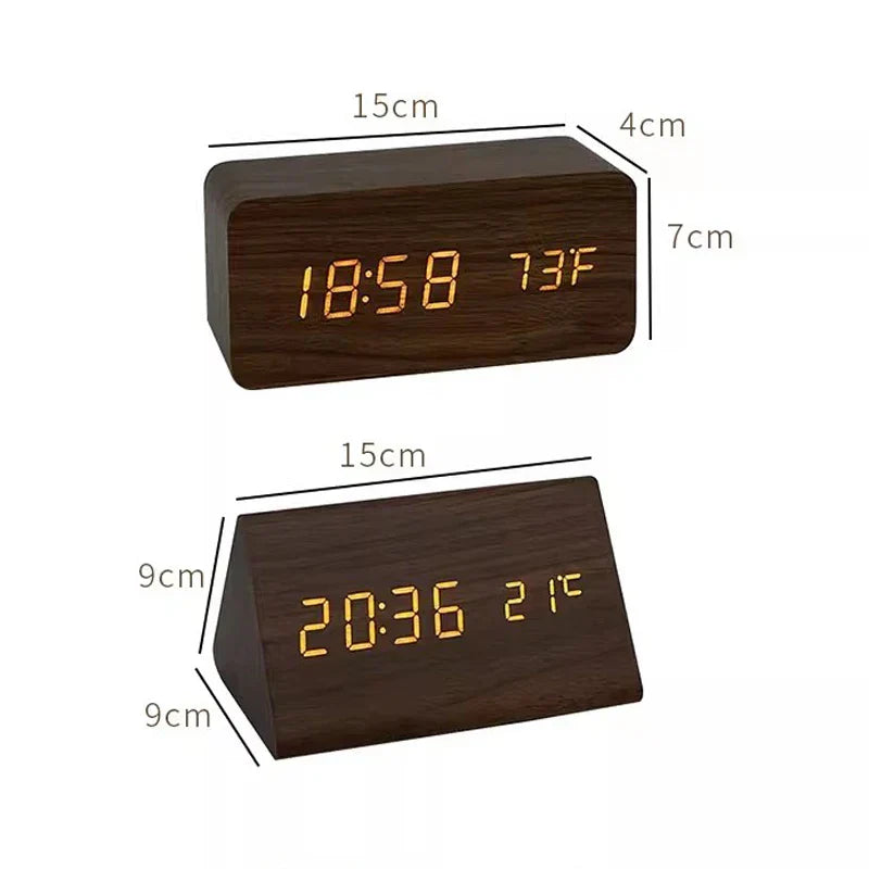 LED Smart Alarm Clock | Modern Voice-Controlled Wooden Design - Image 8