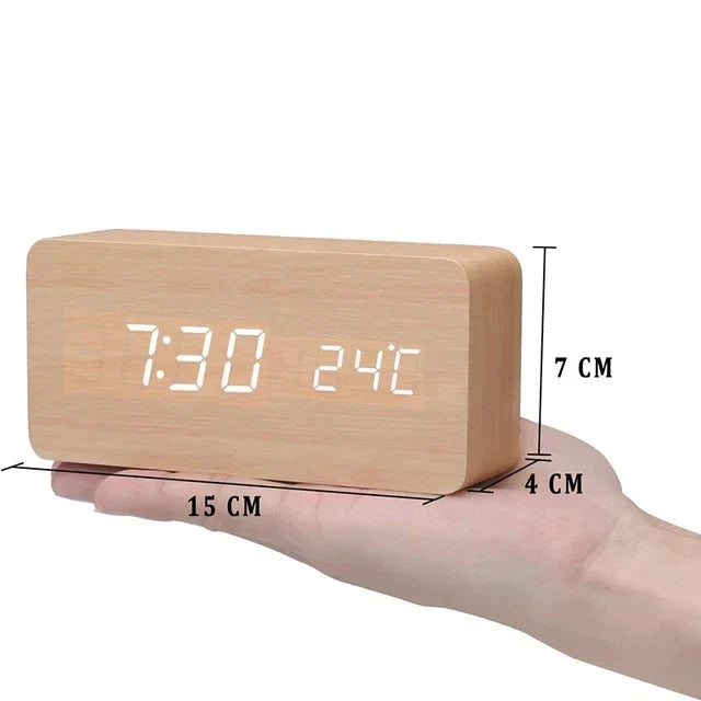 LED Smart Alarm Clock | Modern Voice-Controlled Wooden Design - Image 13