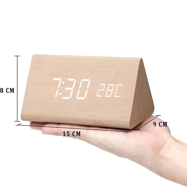 LED Smart Alarm Clock | Modern Voice-Controlled Wooden Design - Image 7