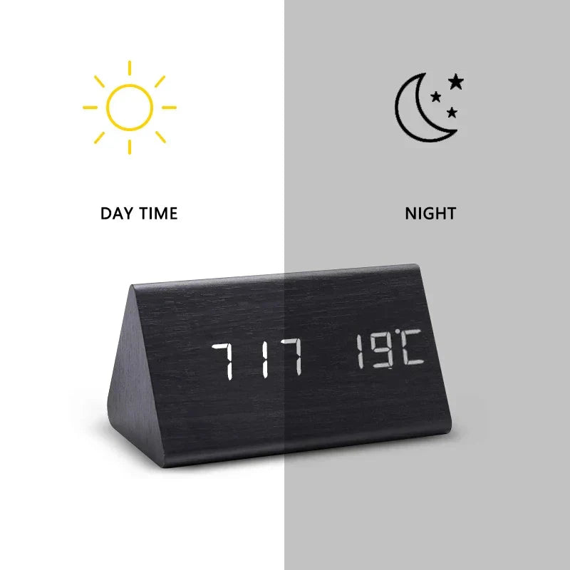 LED Smart Alarm Clock | Modern Voice-Controlled Wooden Design - Image 9