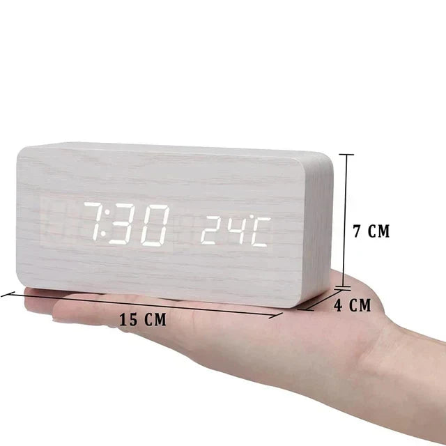 LED Smart Alarm Clock | Modern Voice-Controlled Wooden Design - Image 12