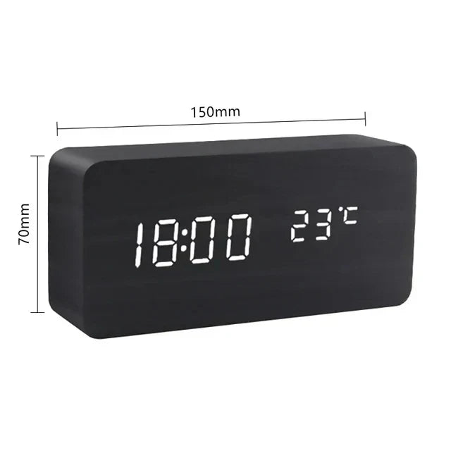 LED Smart Alarm Clock | Modern Voice-Controlled Wooden Design - Image 10