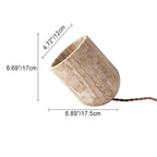 Traditional Japanese Travertine Handmade Cylinder 1-Light Table Lamp For Bedside - Image 5
