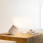 Traditional Japanese Travertine Handmade Cylinder 1-Light Table Lamp For Bedside - Image 4