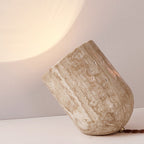 Traditional Japanese Travertine Handmade Cylinder 1-Light Table Lamp For Bedside - Image 10