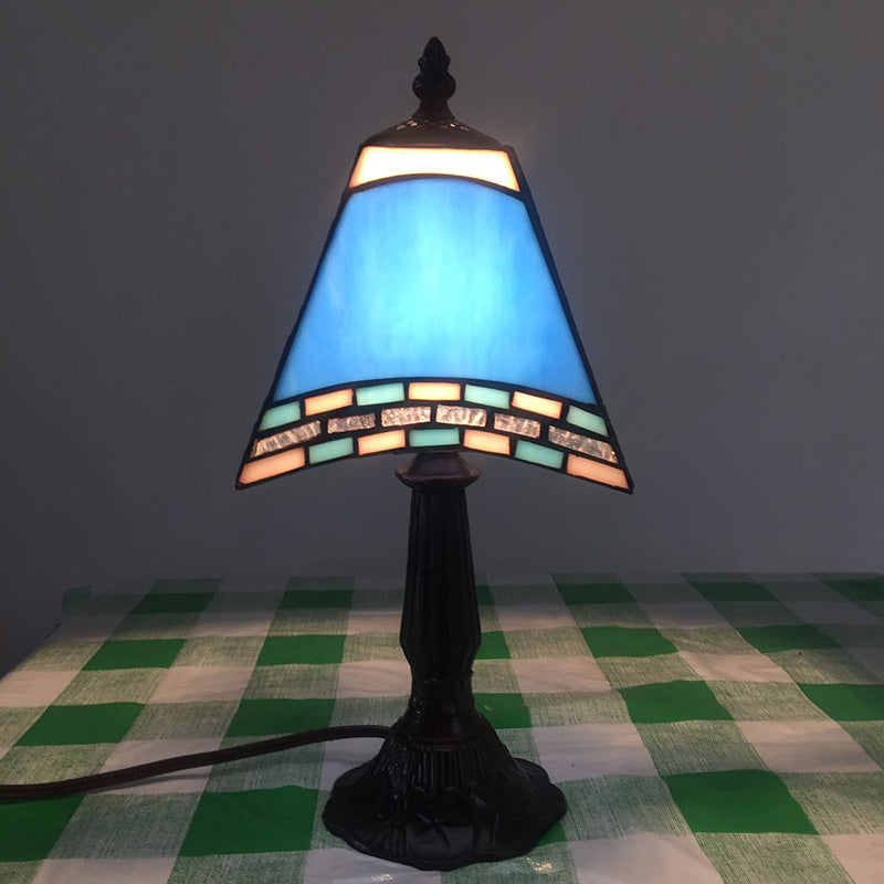 Contemporary Coastal Glass Resin Trapezoidal 1-Light Table Lamp For Bedside - Image 4