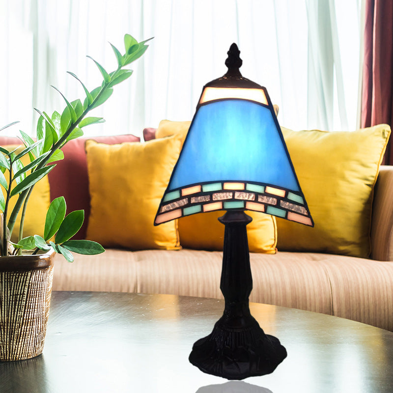 Contemporary Coastal Glass Resin Trapezoidal 1-Light Table Lamp For Bedside - Image 2