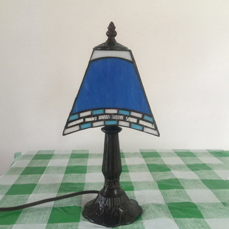 Contemporary Coastal Glass Resin Trapezoidal 1-Light Table Lamp For Bedside - Image 8