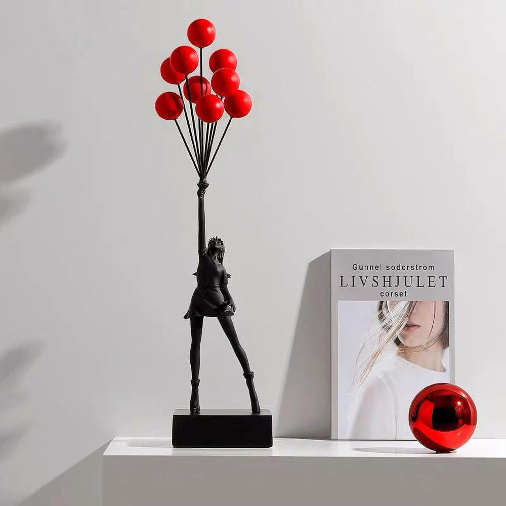 Decorative Girl Balloon Statue Contemporary Home Art Figure