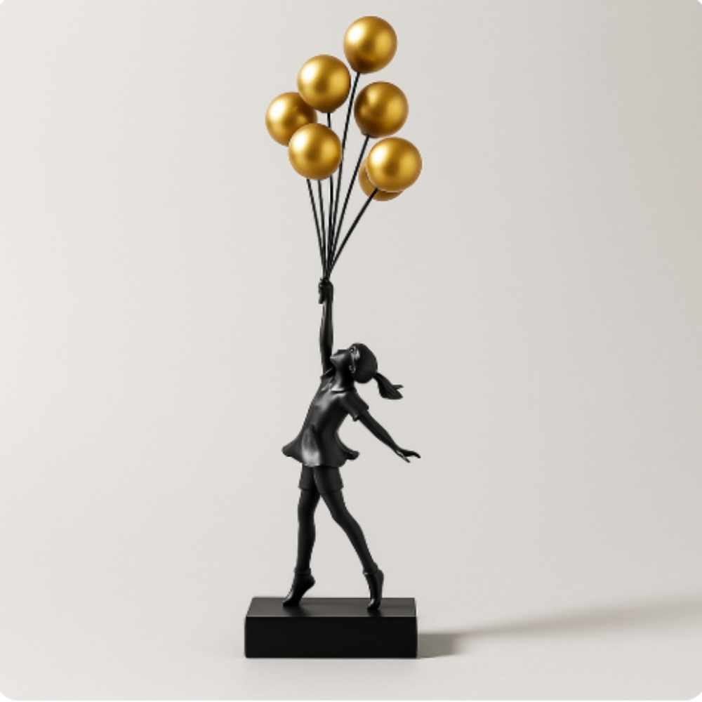 Decorative Girl Balloon Statue Contemporary Home Art Figure