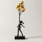 Decorative Girl Balloon Statue Contemporary Home Art Figure