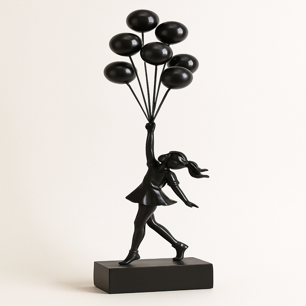 Decorative Girl Balloon Statue Contemporary Home Art Figure