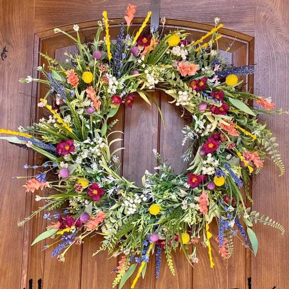 Artificial Flower Door Wreath Vibrant Seasonal Home Decoration