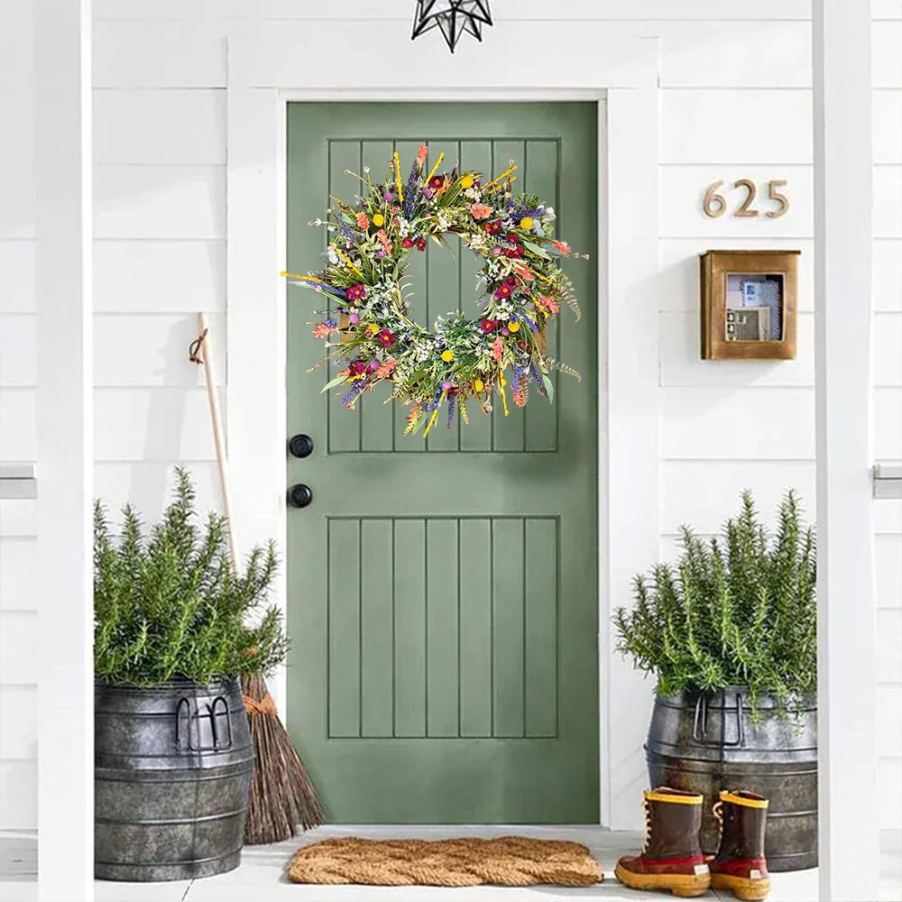 Artificial Flower Door Wreath Vibrant Seasonal Home Decoration