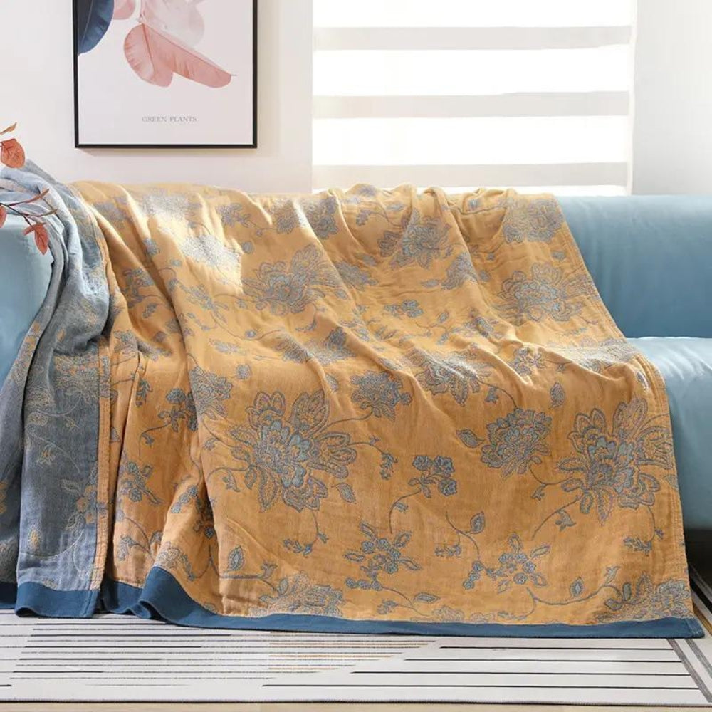 BlütenTraum: Baumwoll Kuscheldecke mit Blumenmuster – Leichte Sommerdecke für Sofa & Bett - Image 5