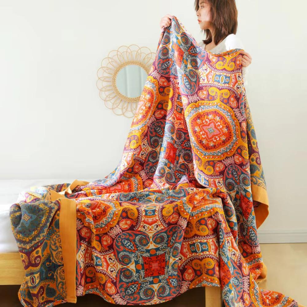 BohoChill: Boho Wohndecke – Wendbare Baumwoll Decke für Sofa & Bett