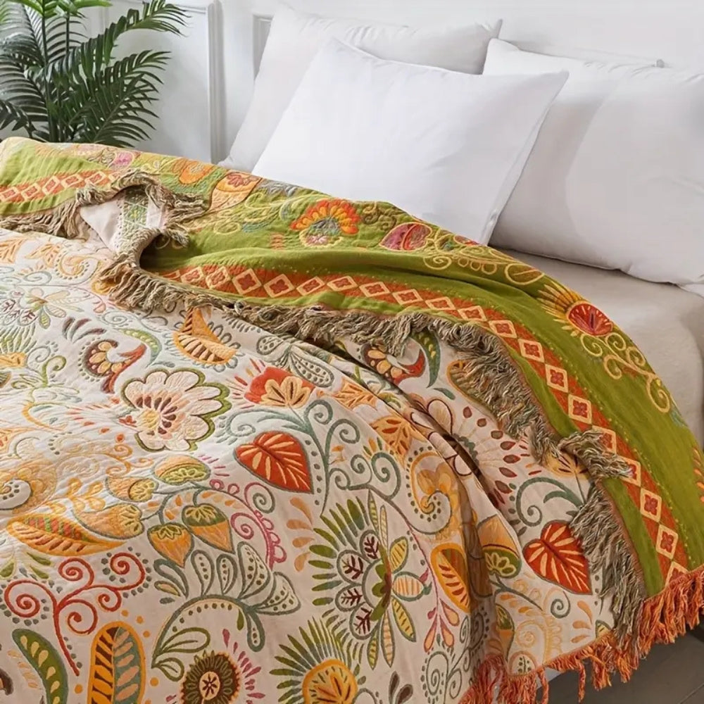 BohoLiva: Boho Baumwoll Decke – Wende Kuscheldecke mit Fransen für Sofa & Bett - Image 2